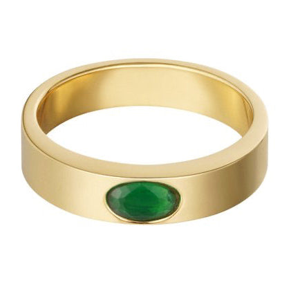 Ring Basic Steen goud groen