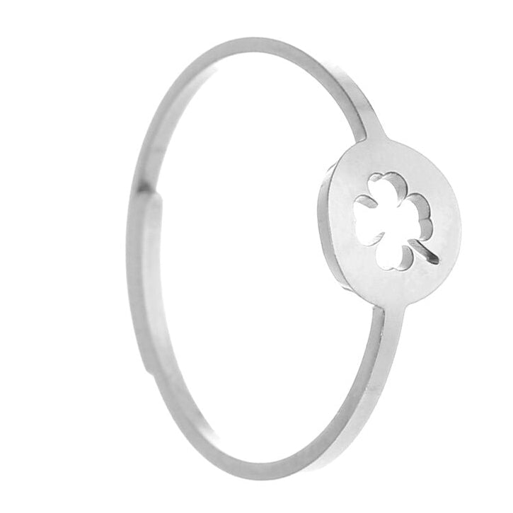Ring Klavertje 4 zilver one-size staand