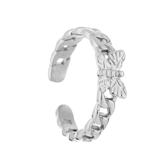 Ring Schakel Vlinder zilver one-size