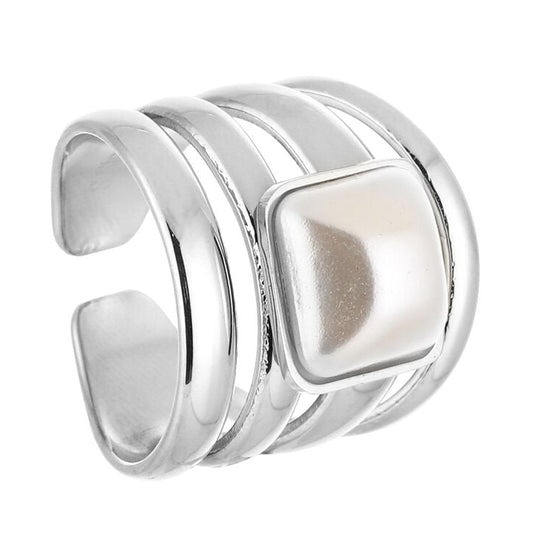 Ring Statement Ribbel zilver one-size liggend