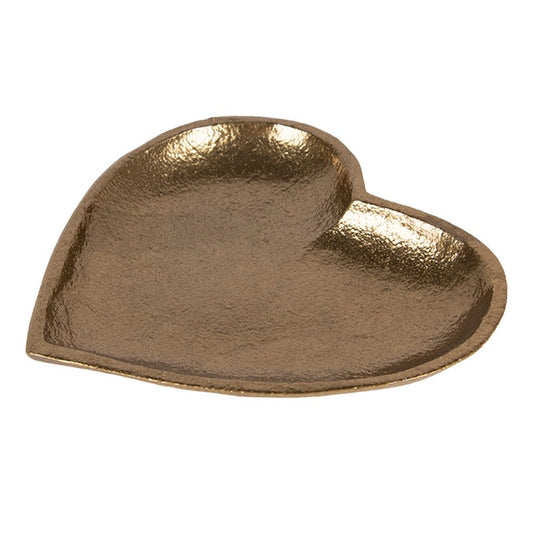Schaal Hart aluminium goud 14x14x2cm