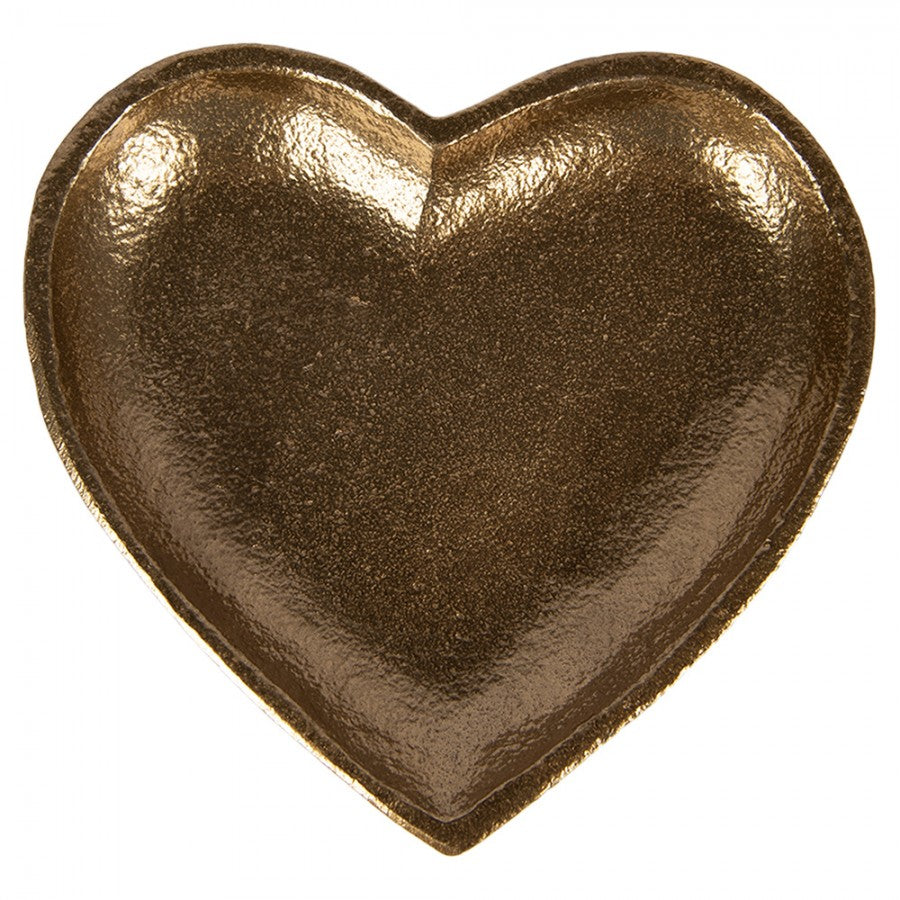 Schaal Hart aluminium goud 14x14x2cm