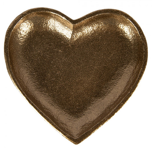 Schaal Hart aluminium goud 14x14x2cm