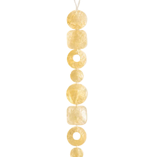 Schelpenslinger Capiz Freestyle zachtgeel 5x5x180cm