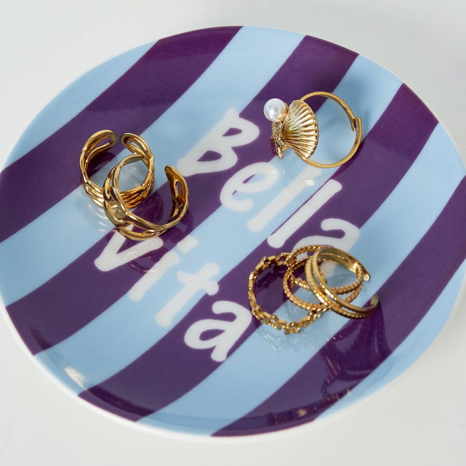 Sieradenschaaltje Bella Vita Rond paars blauw 12x12cm
