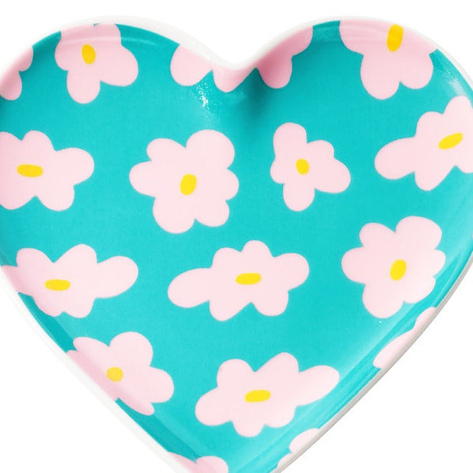 Sieradenschaaltje Dromerig Hart turquoise roze M 11cm