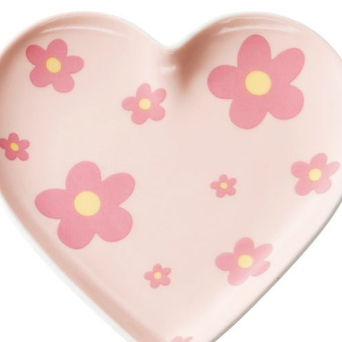Sieradenschaaltje Flower Power Hart roze geel 11cm
