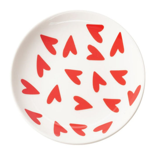 Sieradenschaaltje Full Hearts Rond wit rood 12x12cm