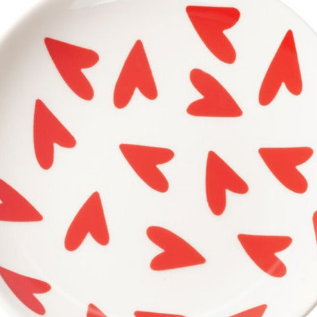 Sieradenschaaltje Full Hearts Rond wit rood 12x12cm