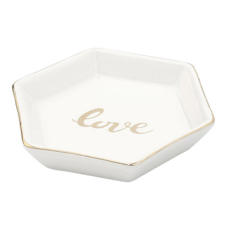 Sieradenschaaltje Love Catch Zeshoek wit 12x10x2cm