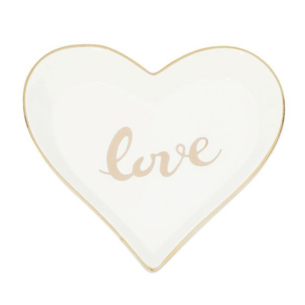 Sieradenschaaltje Love On Hart wit 10x9x1cm