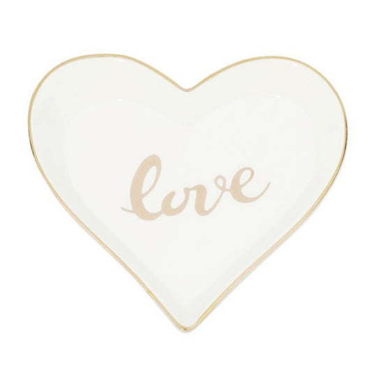 Sieradenschaaltje Love On Hart wit 10x9x1cm