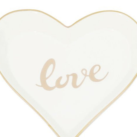 Sieradenschaaltje Love On Hart wit 10x9x1cm