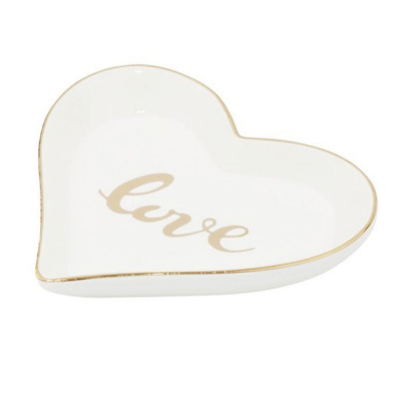 Sieradenschaaltje Love On Hart wit 10x9x1cm