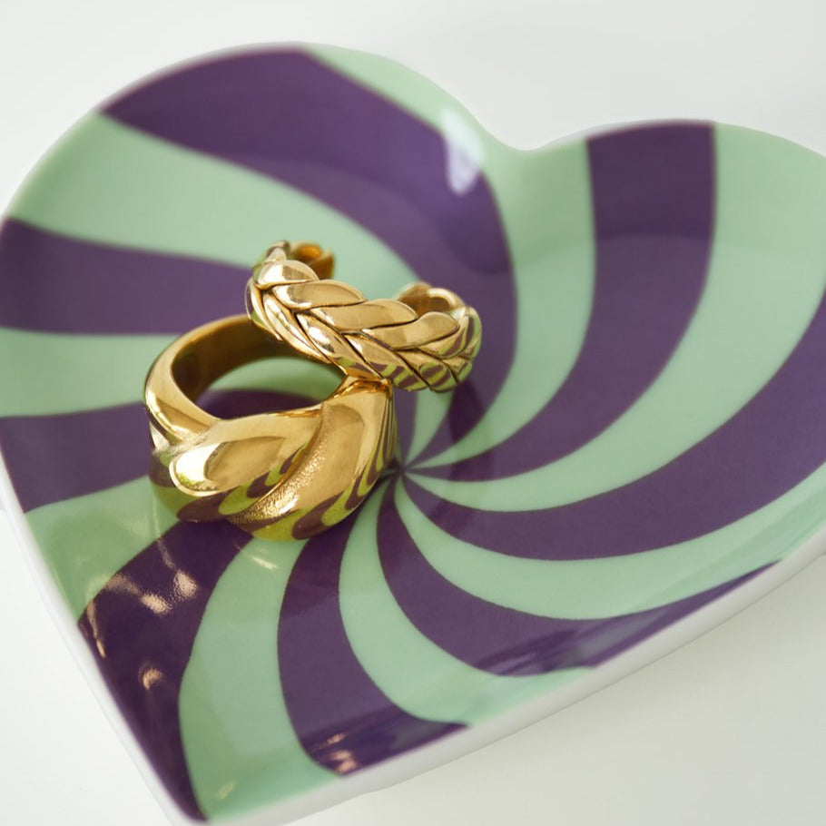 Sieradenschaaltje Swirly Hart paars groen 10cm