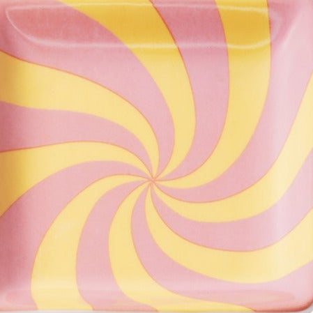 Sieradenschaaltje Swirly Vierkant geel roze 11x11cm