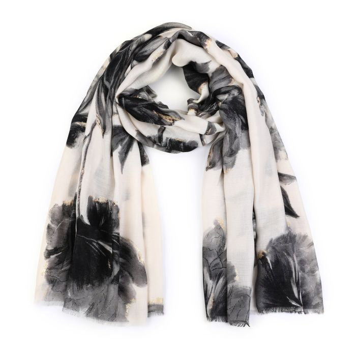 Sjaal Floral beige 180x80cm 