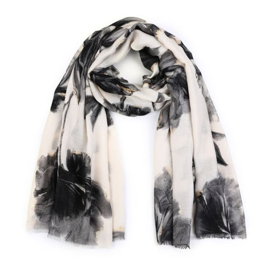 Sjaal Floral beige 180x80cm 