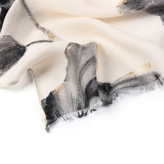 Sjaal Floral beige 180x80cm detail