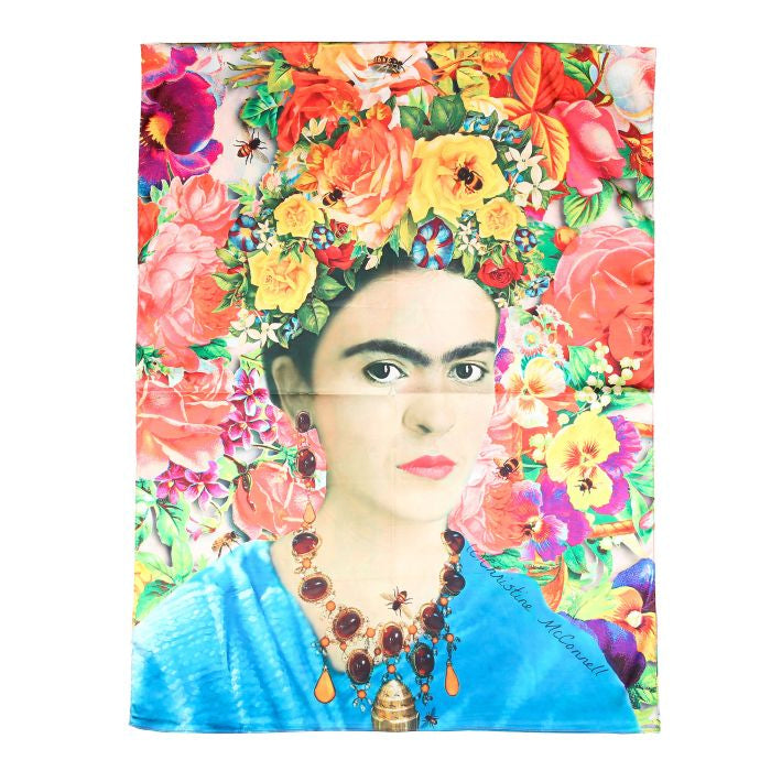 Sjaal Frida Kahlo rood 180x70cm detail