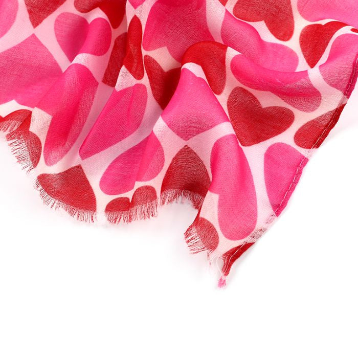 Sjaal Hearts fuchsia 180x90cm detail