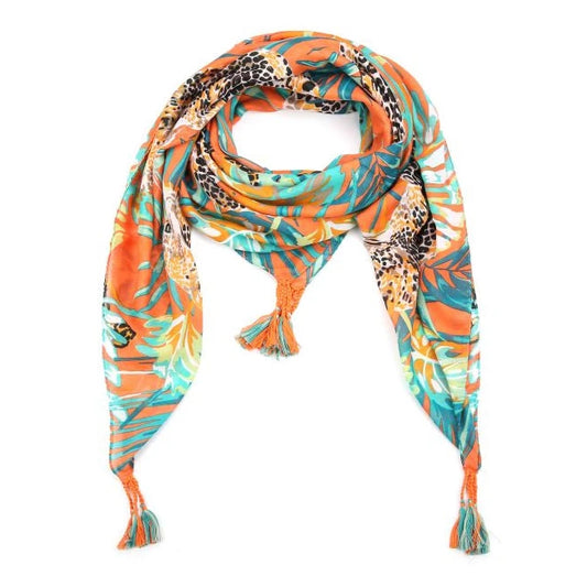 Sjaal Jungle oranje 130x130cm
