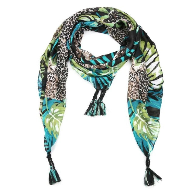 Sjaal Jungle zwart 130x130cm