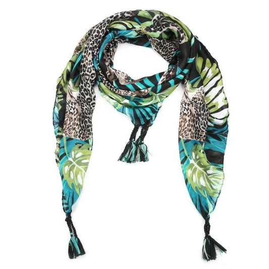 Sjaal Jungle zwart 130x130cm