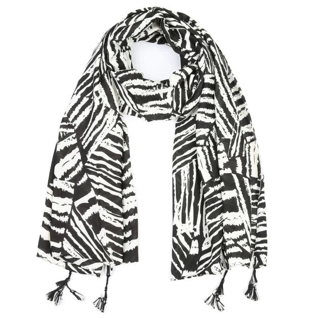 Sjaal Klassiek Zebra zwart wit 180x90cm