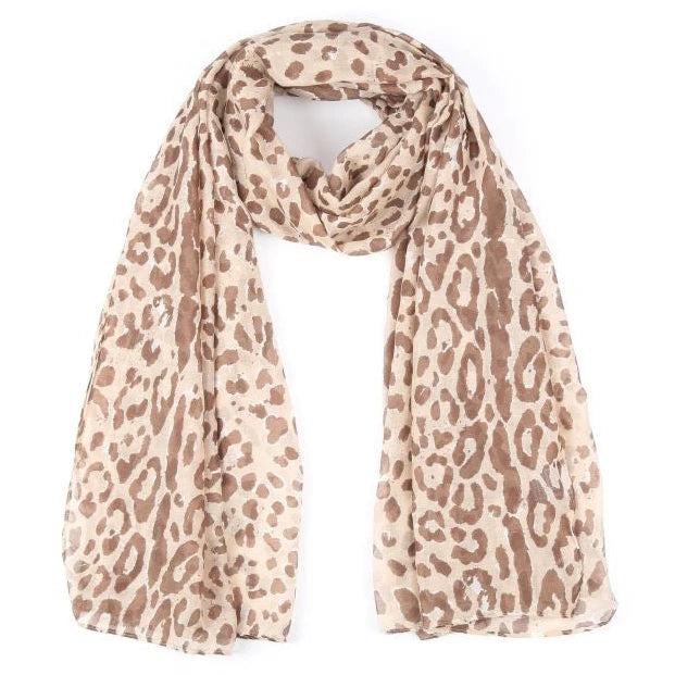 Sjaal Leopard Luna beige bruin 180x90cm