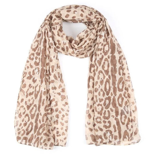 Sjaal Leopard Luna beige bruin 180x90cm