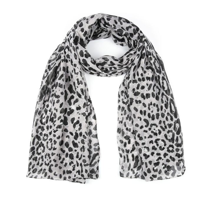 Sjaal Leopard Luna grijs 180x90cm