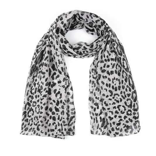Sjaal Leopard Luna grijs 180x90cm