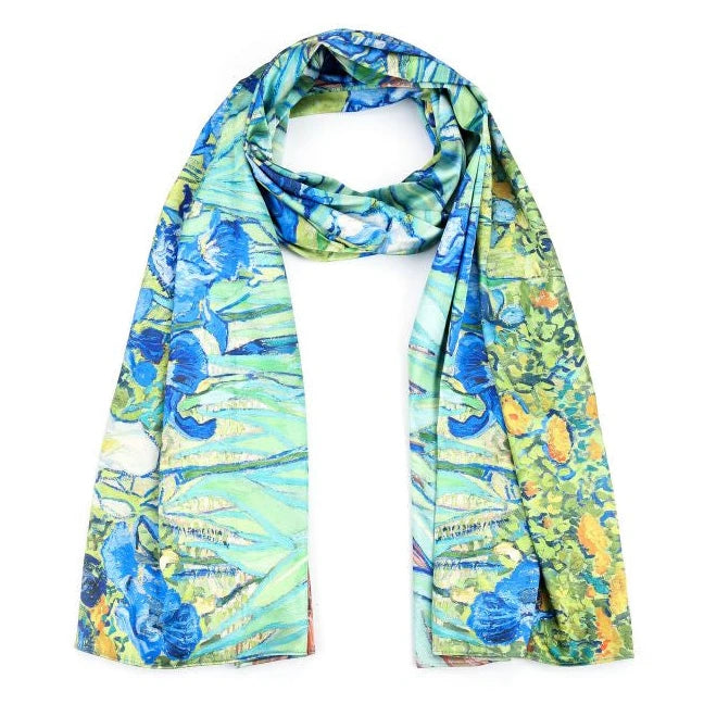 Sjaal Luxe bloem blauw groen 180x70cm