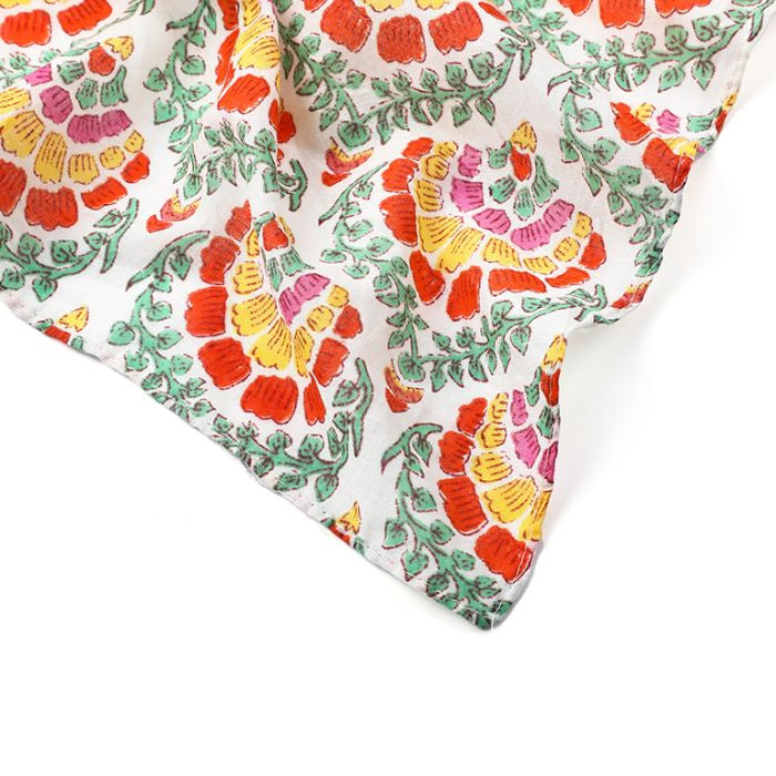 Sjaal Multi oranje groen 180x80cm detail