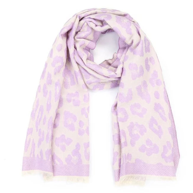 Sjaal Panter lila crème 185x55cm
