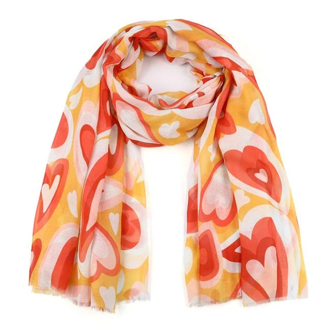 Sjaal Retro Love geel 180x90cm
