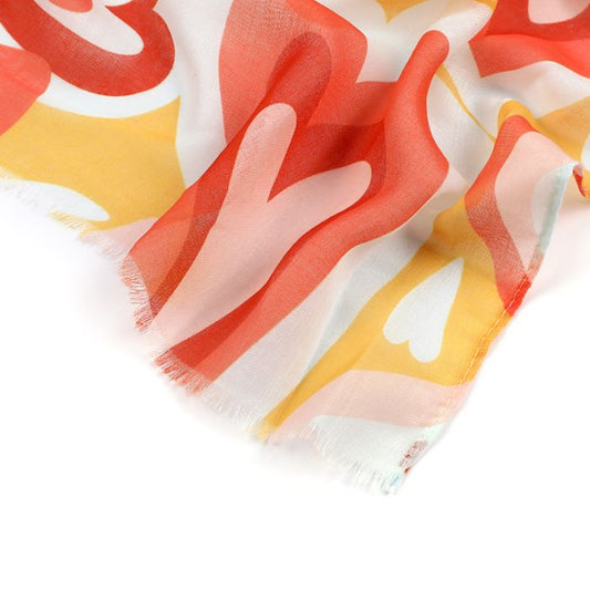 Sjaal Retro Love geel 180x90cm detail