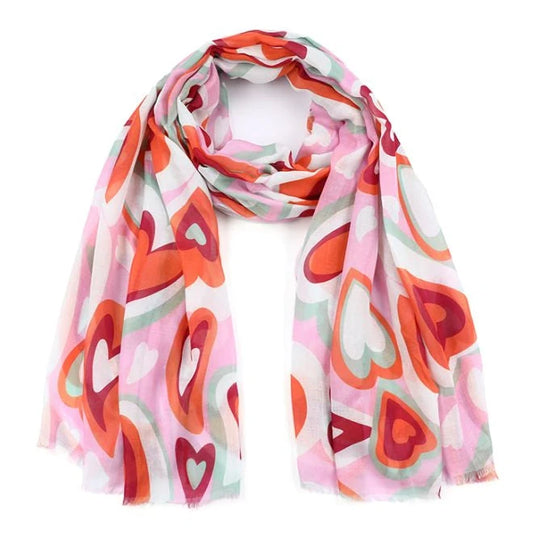 Sjaal Retro Love roze 180x90cm