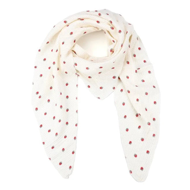 Sjaal Strawberry wit rood 180x80cm