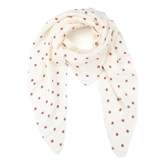 Sjaal Strawberry wit rood 180x80cm