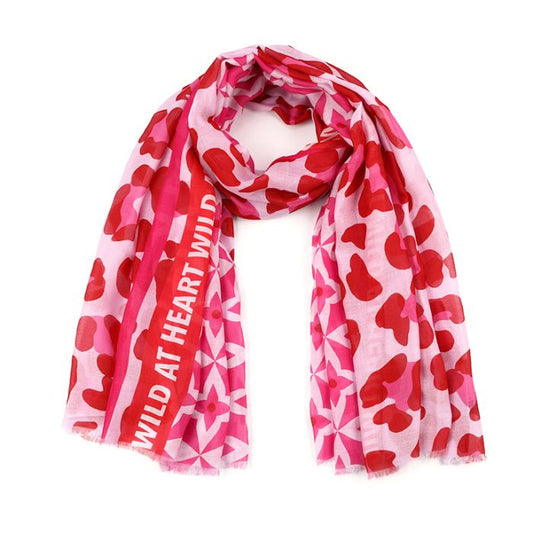 Sjaal Wild Heart roze rood 180x90cm