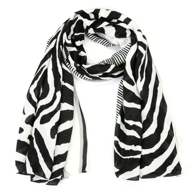 Sjaal Zebra wit zwart 180x90cm