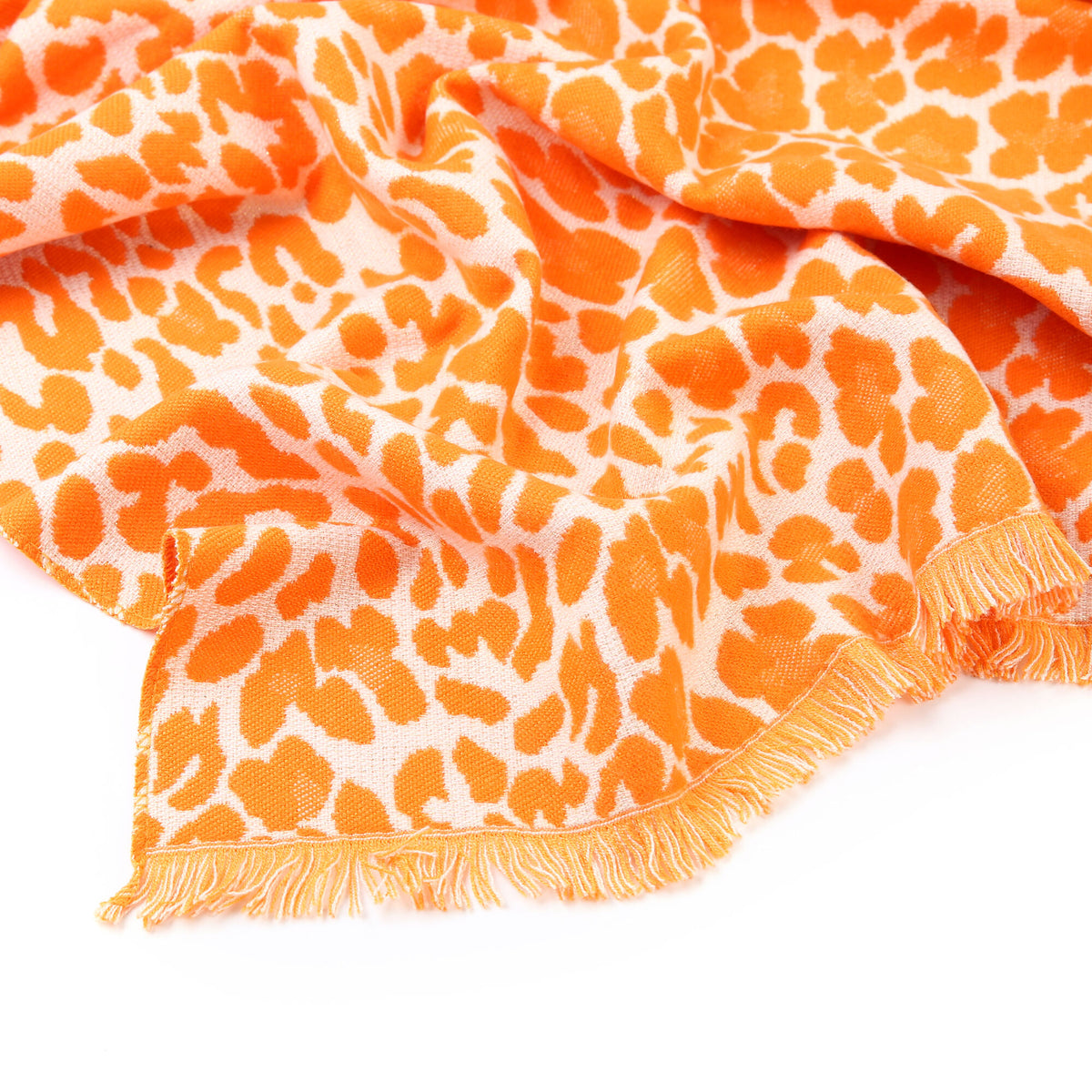 Sjaal Luxe Luipaard oranje 185x60cm detail