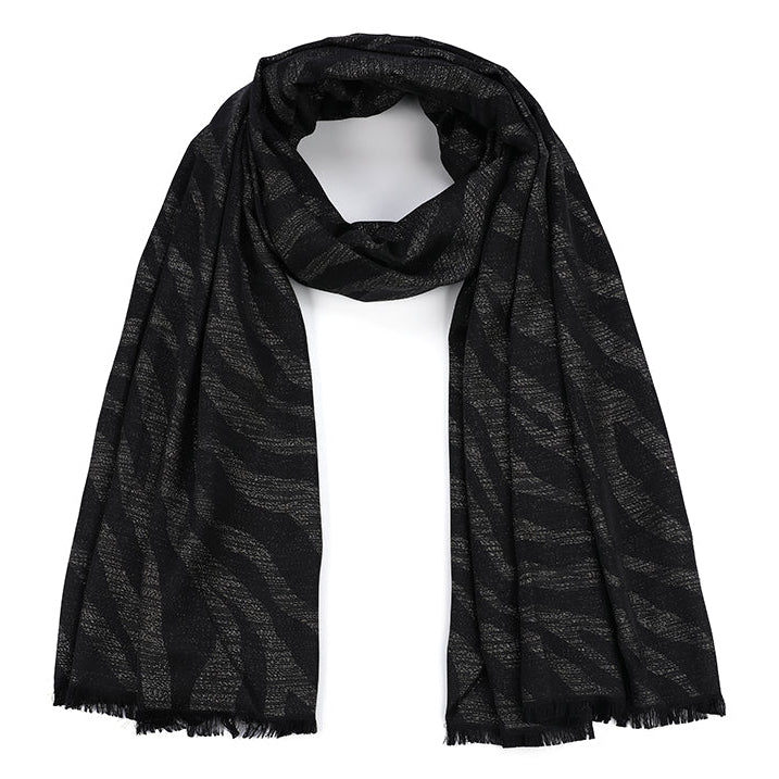 Sjaal Zebra Motief zwart 180x90cm