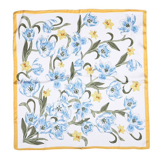 Sjaaltje Bloemen Lente vierkant geel 70x70cm