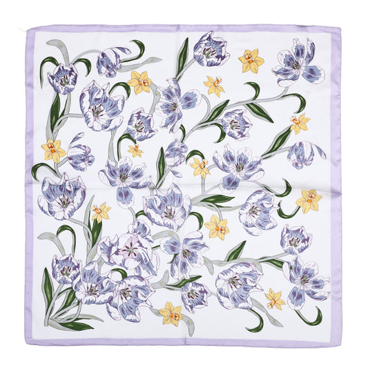 Sjaaltje Bloemen Lente vierkant paars 70x70cm