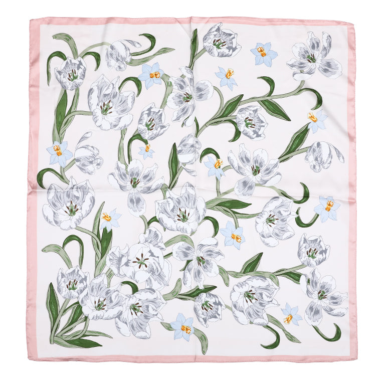 Sjaaltje Bloemen Lente vierkant roze 70x70cm