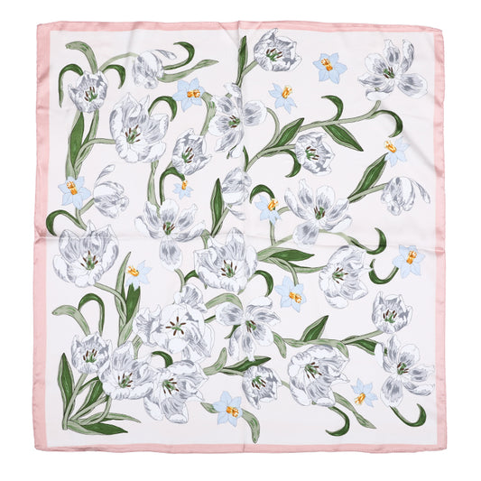 Sjaaltje Bloemen Lente vierkant roze 70x70cm