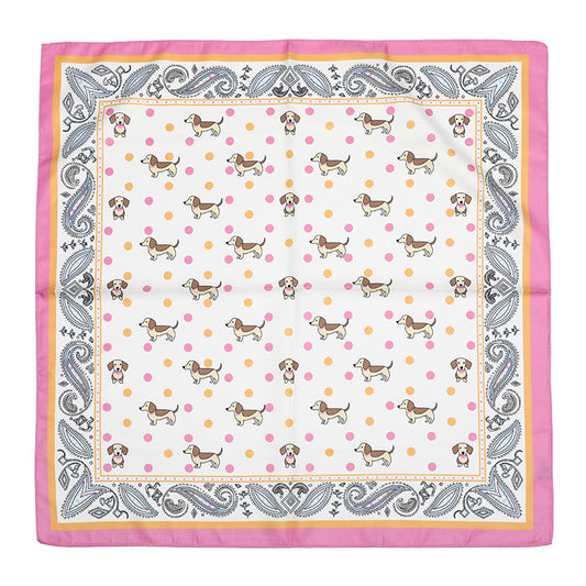 Sjaaltje Hondjes vierkant fuchsia 70x70cm